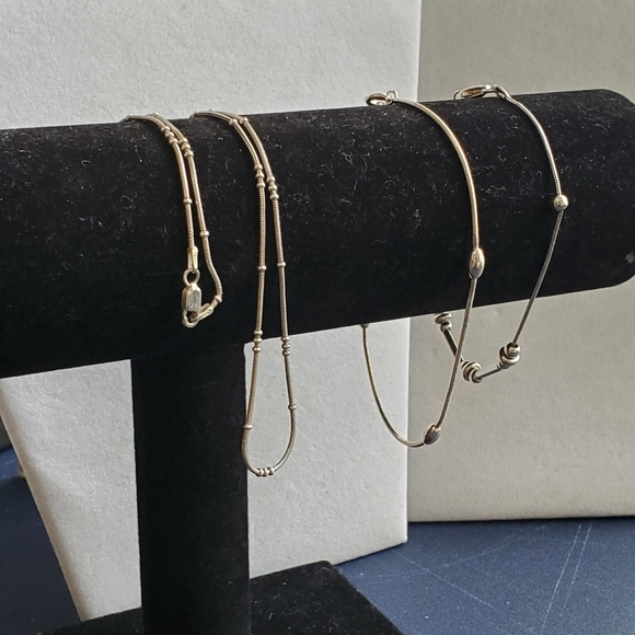 SET! Sterling Silver Set with Beaded Necklace and 2 Beaded Bracelets Vintage - Picture 2 of 16